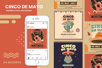 Cinco De Mayo Square Flyer & Instagram Post