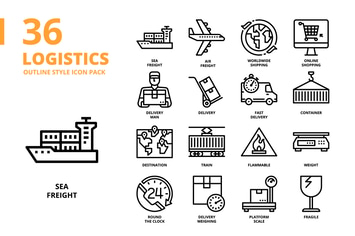Logistics Outline Style Icon Set