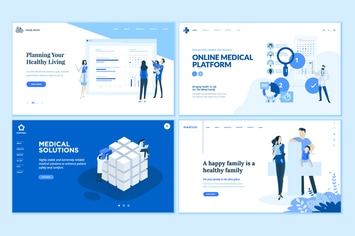 Set of Medical Web Page Design Templates 