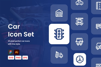 Car Line Icon Set