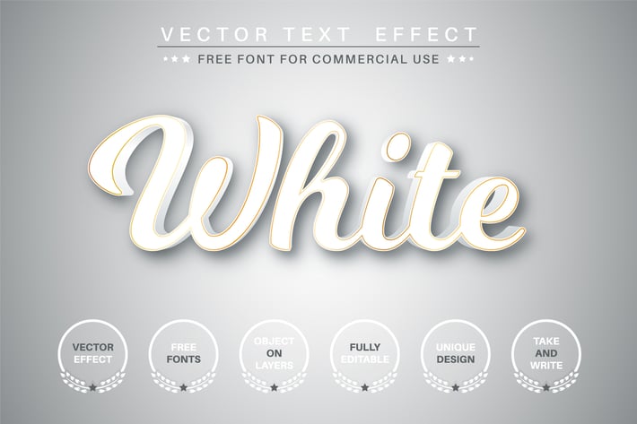 White text with gold stroke - editable text effect