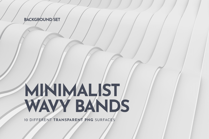 White Wavy Bands Abstract 3D Background Set
