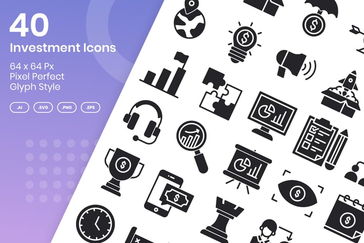 40 Investment Icons Set - Glyph