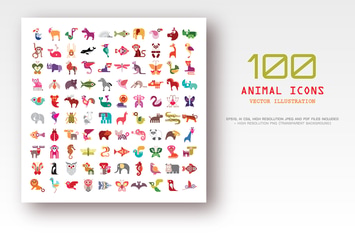 100 Animal vector icons