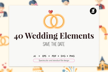 40 Wedding elements in flat design