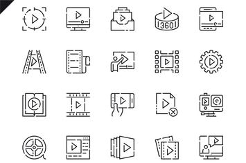 Simple Set Video Content Line Icons