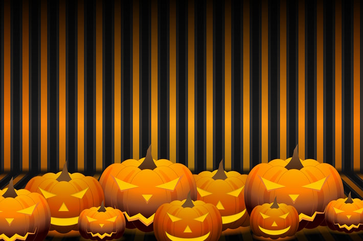 Orange Halloween pumpkins background