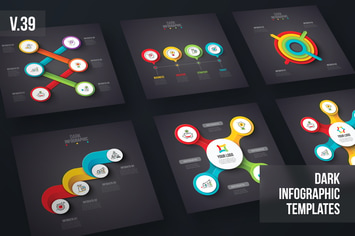 Dark Infographics template set v.39