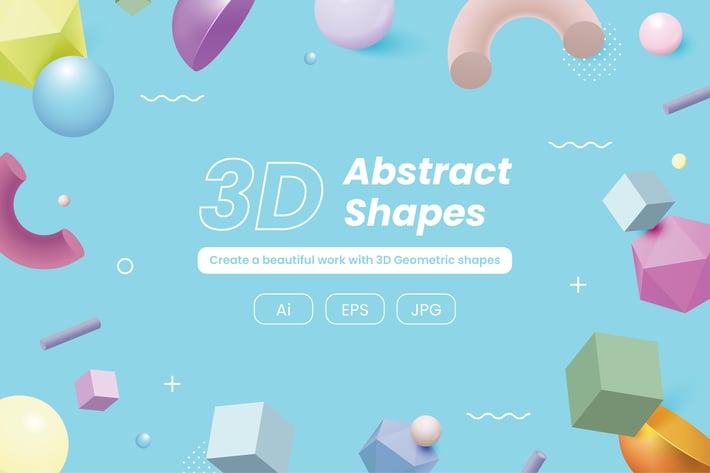 3D Geometric Shapes Set Pastel Color