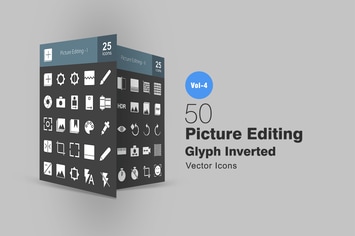 50 Picture Editing Glyph Inverted Icons