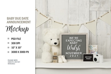 Pregnancy Announcement Letterboard Mockup Template