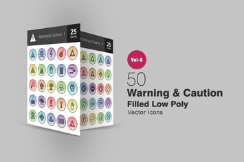 50 Warning & Caution Filled Low Poly Icons