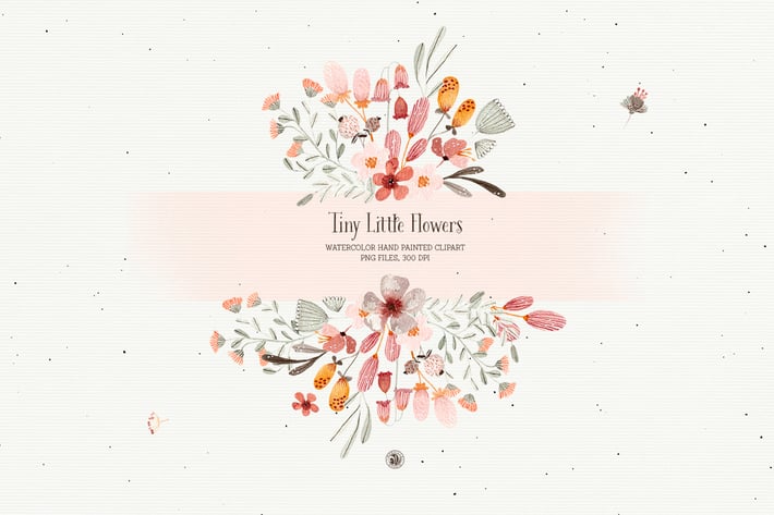 Watercolor Tiny Little Flowers set