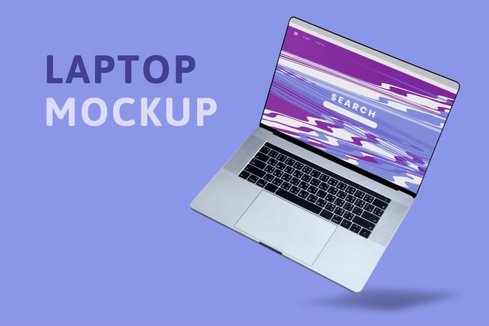 Laptop screen mockup with purple background