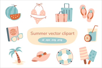 Summer Vacation Vector Clip Art