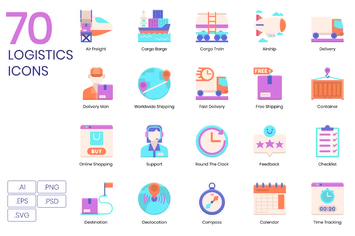 70 Logistics Flat Icons