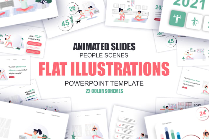 Yoga Flat Illustration Powerpoint Template