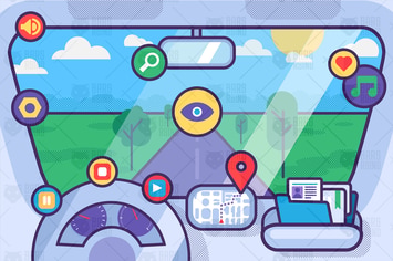 Car Driving Service With Icons
