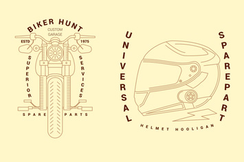 2 Motorcycle Monoline Logo Badge