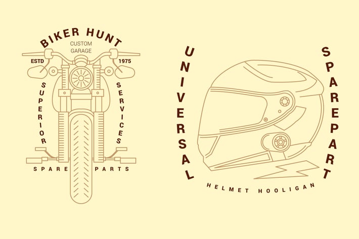 2 Motorcycle Monoline Logo Badge