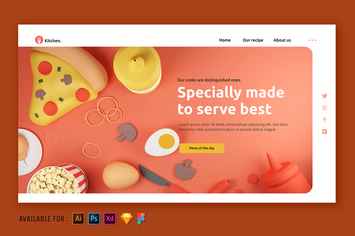 Pizza on Table - Web 3D Illustration