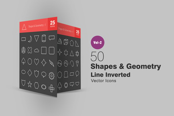 50 Shapes & Geometry Line Inverted Icons