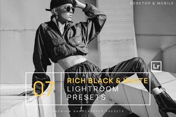 7 Rich Black & White BW Lightroom Presets + Mobile