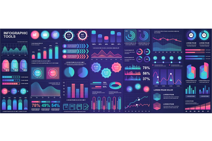 Collection Dark Infographics Design Template