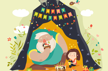 Daddy and his daughter celebrating birthday.