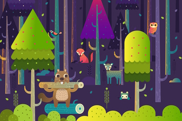 Forest Woodchuck With Cute Animal Characters