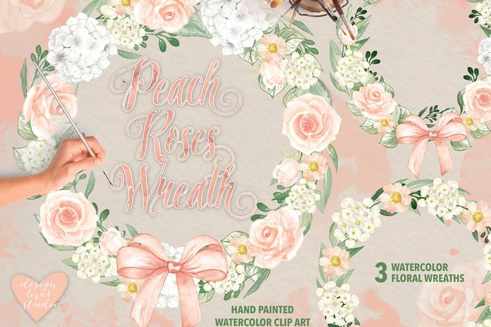 Peach Roses Wreath design