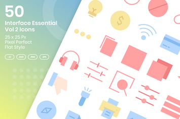 50 Interface Essential Icons Vol 2 - Flat