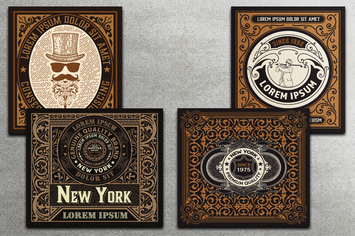 Set of 4 vintage labels