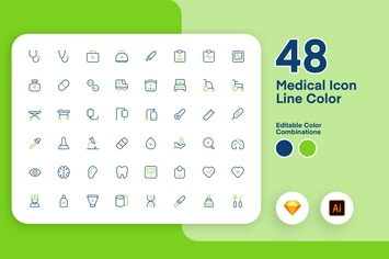 Medical Icon Line Color 