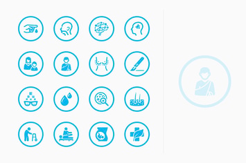 Medical Specialties Icons Set 2 - Blue Circles