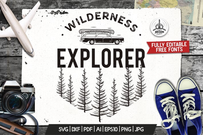 Wilderness Logo, Retro Camping Badge Template
