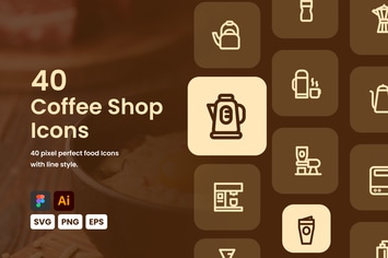 Coffee Shop Line Icons