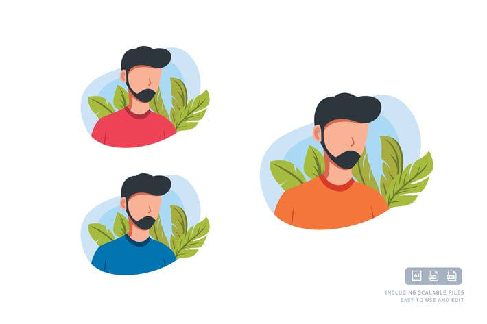Bearded Man - Avatar Ilustration Template