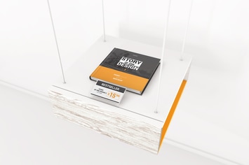 Hardcover Square Book With Price Tag Mockups