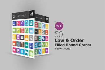 50 Law & Order Filled Round Corner Icons