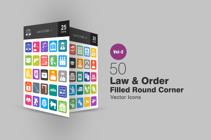 50 Law & Order Filled Round Corner Icons