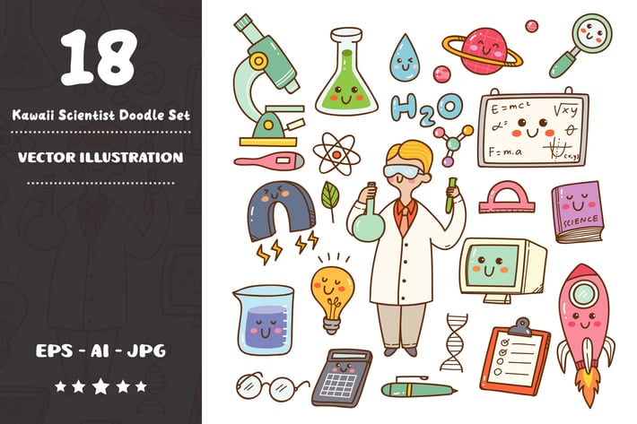 Kawaii Scientist Doodle Set
