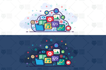 Vector Cloud Storage Concept Illustration