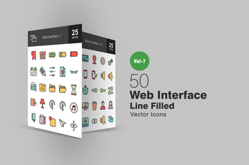 50 Web Interface Filled Line Icons