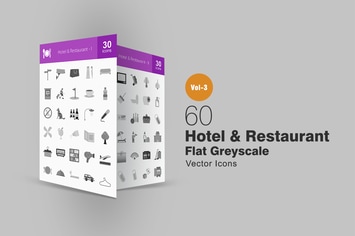 60 Hotel & Restaurant Greyscale Icons