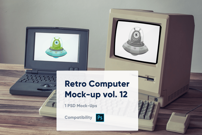 1 Retro Computer Mockup vol. 12