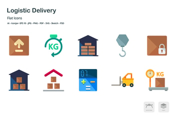 Logistic Delivery Flat Colored Icons