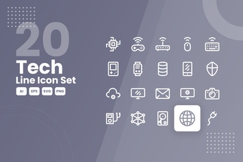 20 Tech Line Icon Set