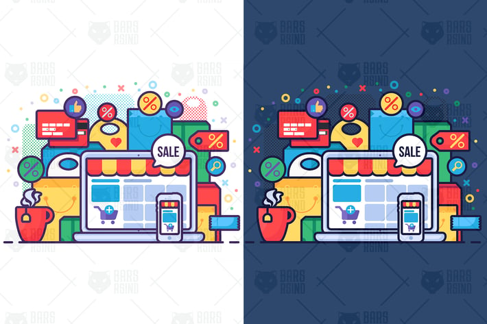 Online Sale In Shop Concept
