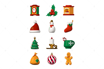 Winter holiday symbols - modern colorful 3d icons 